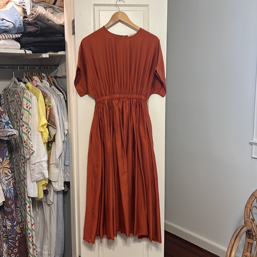 Black Crane Burnt Orange Dress